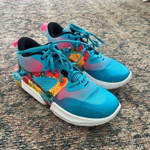 Under Armour Turquoise and Multicolor Athletic Shoes